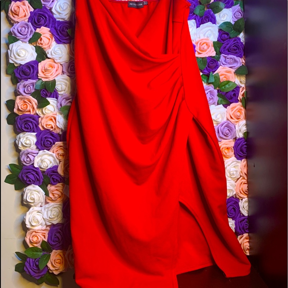 Sexy split red dress